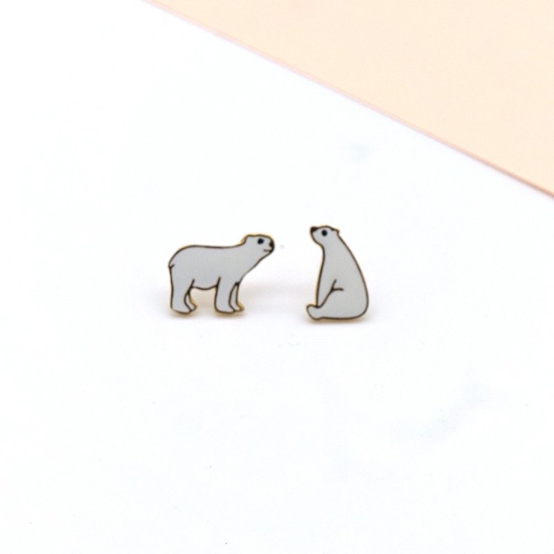 Polar Polar Bear | Marine Handmade Earrings - Earrings & Clip-ons - Enamel White