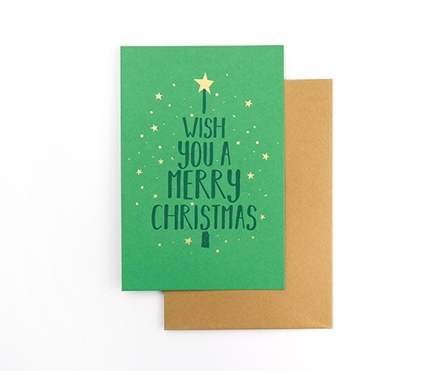 オリジナルのクリスマスカードエメラルドグリーン活版印刷ヴィンテージ活版印刷 ショップ Paperpaper カード はがき Pinkoi