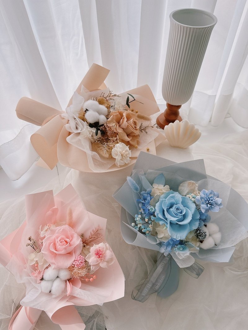 永生花花束  /厄瓜多進口玫瑰 不凋花 乾燥花 客製化 - 乾燥花/永生花 - 植物．花 