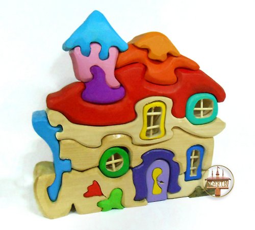 Gnommodern Puzzle Montessori Toddler Building Toys / Wooden Gnome House Toddler Gifts