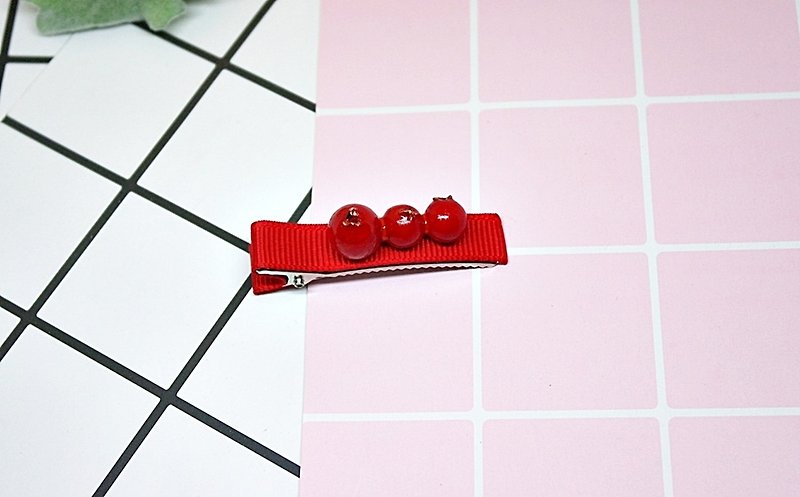 <Imitation Clay Hair Accessories> => Juice Red Berries-Hairpin Series-#俏皮#Lovely - Hair Accessories - Clay Red