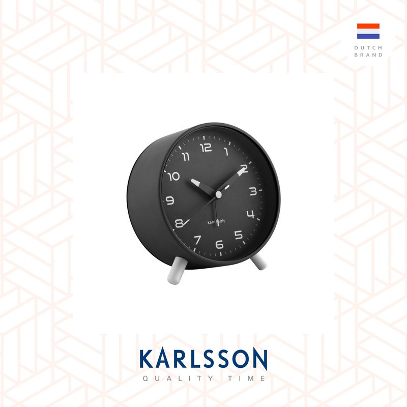 荷蘭Karlsson, Alarm clock Orgullo black 鬧鐘黑色帶小夜燈 - 時鐘/鬧鐘 - 其他金屬 黑色
