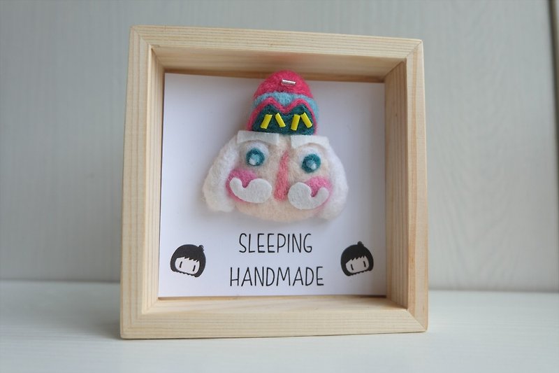 Goody Bag -Sleeping original hand shop [wood frame + brooch] ornaments / brooch - Brooches - Wool Multicolor