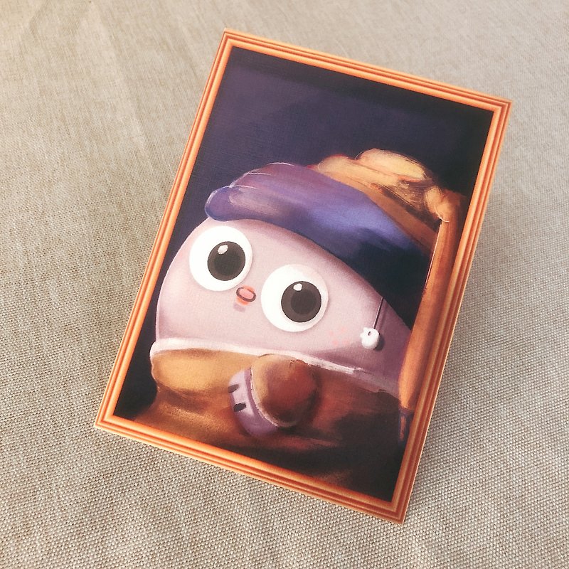 Famous Painting Series - Mouse with Pearl Earring Postcard Mousy with pearl earring - การ์ด/โปสการ์ด - กระดาษ สีนำ้ตาล