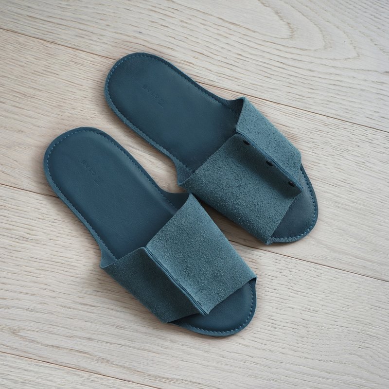 Leather Slippers | Turkish Blue - รองเท้าแตะในบ้าน - หนังแท้ สีน้ำเงิน