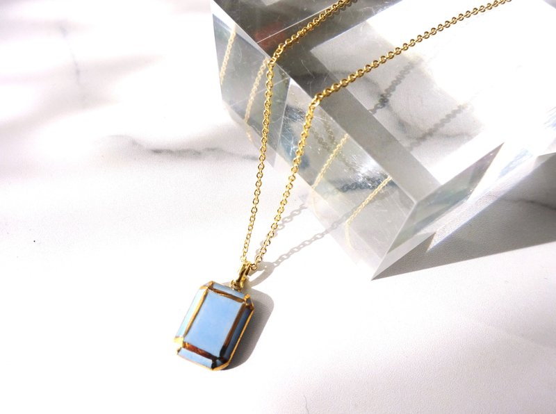 jewel cut necklace　水色 - 項鍊 - 陶 藍色