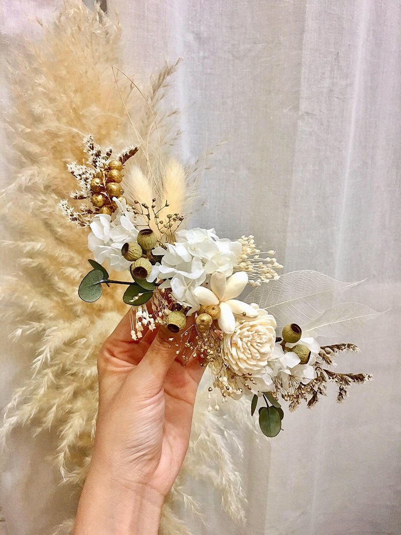 乾燥花飾品【聖誕】花頭飾 新秘飾品 乾燥花髮飾 新娘髮飾 - 胸花/手腕花 - 植物．花 