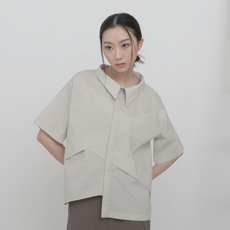【經典原創】Zhimi_執迷造型襯衫_CLT018_淺灰 - 女襯衫 - 聚酯纖維 