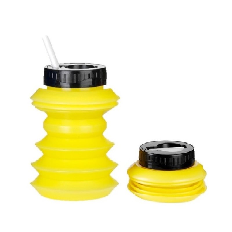 Ohyo│Environmentally friendly retractable water bottle 500ml black yellow - กระติกน้ำ - พลาสติก สีเหลือง