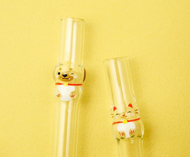 Lucky dog ​​shaped glass straw - Shop GOODGLAS Reusable Straws - Pinkoi