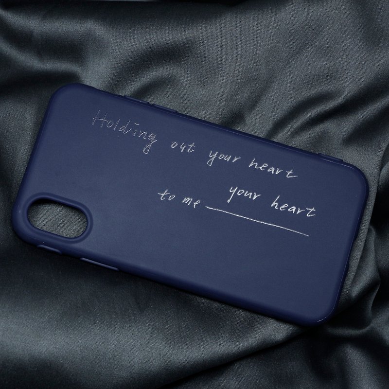Hollow your heart (micro back handwriting) - thick anti-collision soft shell dark blue - Phone Cases - Plastic Blue