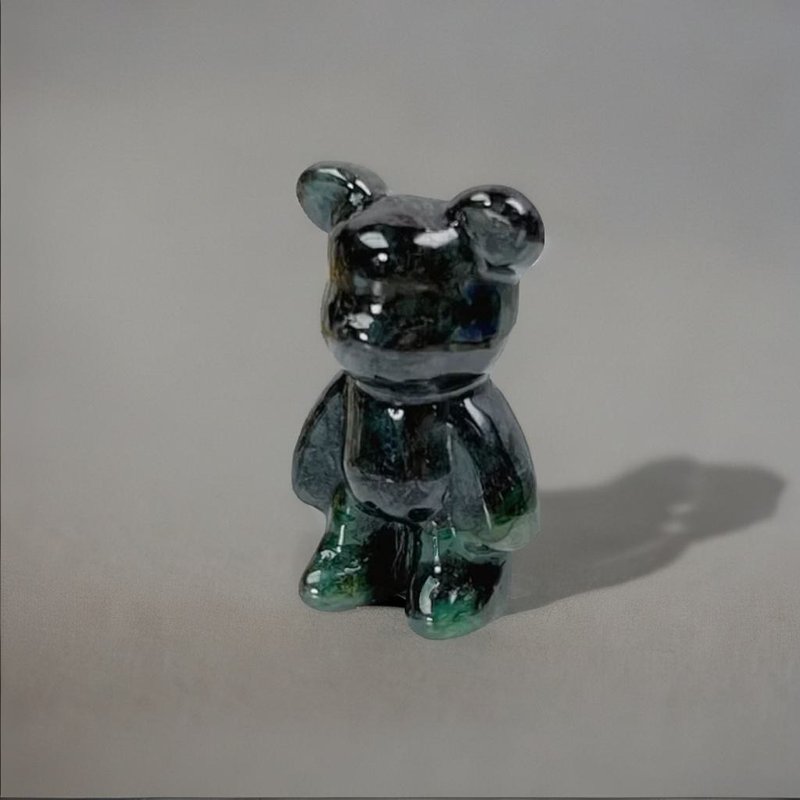 【熊熊玉見你】烏雞飄花翡翠小熊擺飾 | 天然緬甸玉翡翠A貨|送禮 - 擺飾/家飾品 - 玉石 綠色