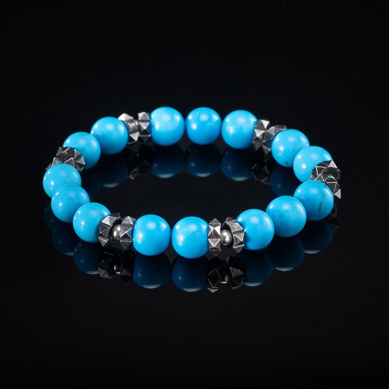 Nanshe Handmade 925k Sterling Silver and Turquoise Gemstone Bracelet - Bracelets - Sterling Silver Blue