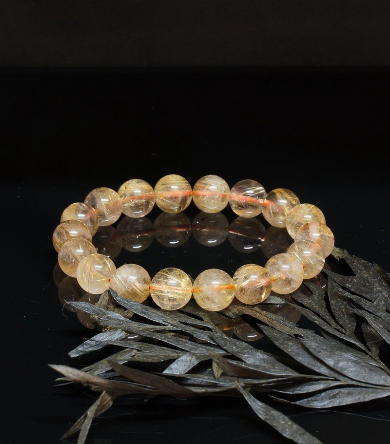 Gold Rutilated Quartz 11.2mm Bracelet - Bracelets - Crystal 