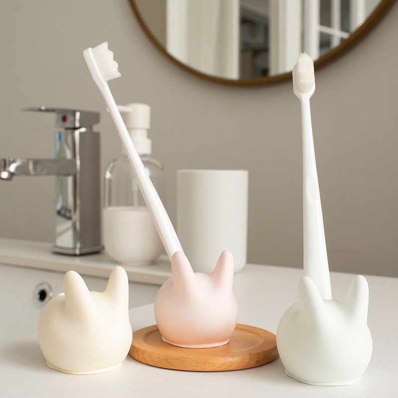 QIDINA 2 pieces - SGS MIT handmade dehumidification and deodorization natural diatomaceous earth rabbit toothbrush holder - Storage - Other Materials Multicolor