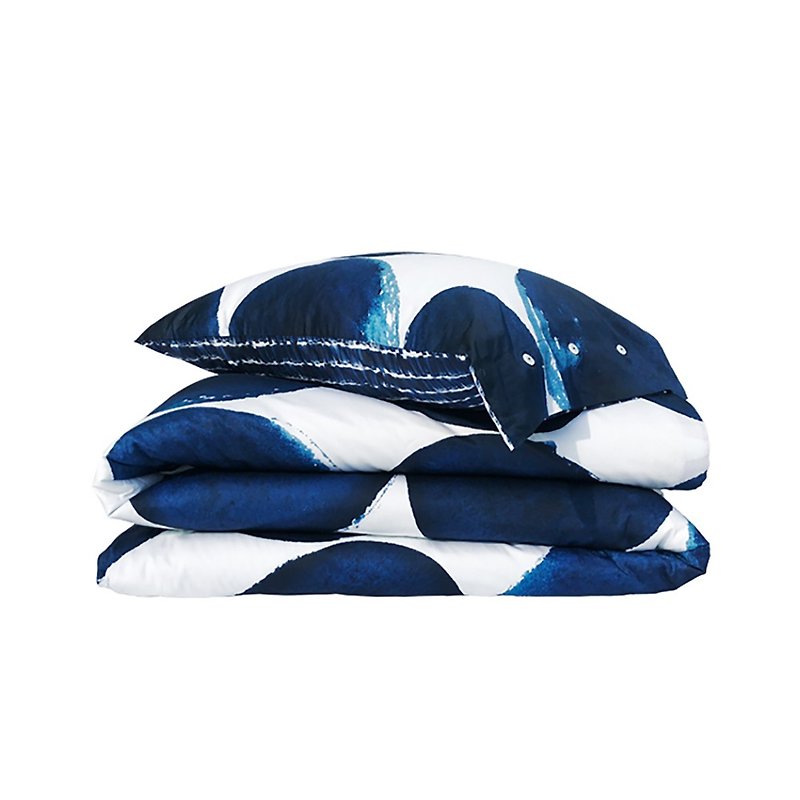 草稿/ciaogao 獨立設計雙人標準四件組- 藍色水墨  床包枕套被套 - 床包/寢具 - 棉．麻 藍色