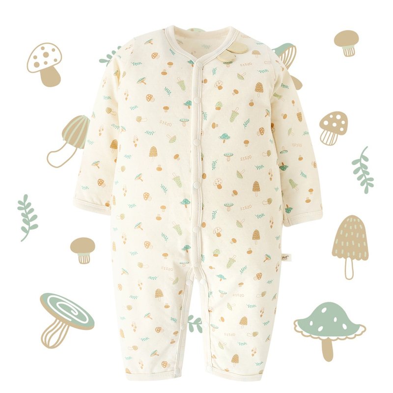 [SISSO Organic Cotton] Forest Mushroom Tencel Cotton Comfortable Long Sleeve Rabbit Outfit ML - ชุดทั้งตัว - ผ้าฝ้าย/ผ้าลินิน ขาว