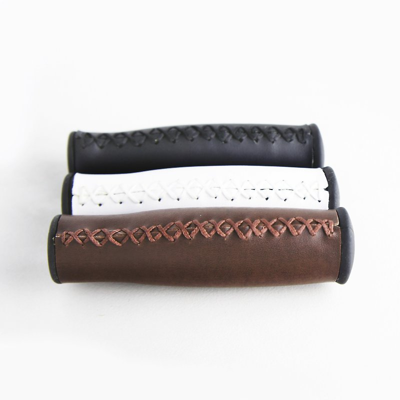 Handmade stitched leather grip - จักรยาน - หนังแท้ สีนำ้ตาล