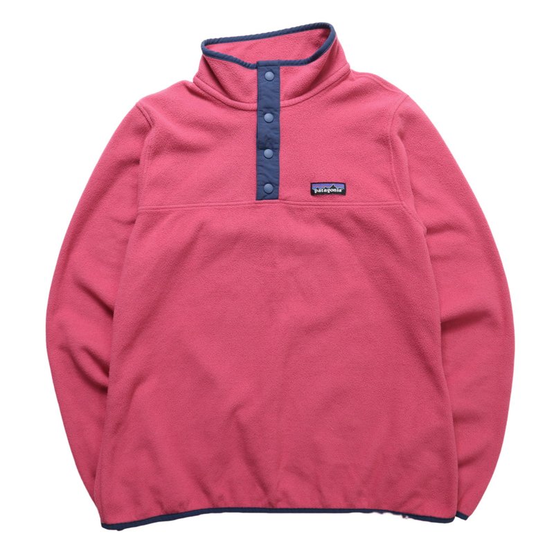 90s Patagonia orange-pink fleece pullover fleece pullover - เสื้อผู้หญิง - เส้นใยสังเคราะห์ สึชมพู