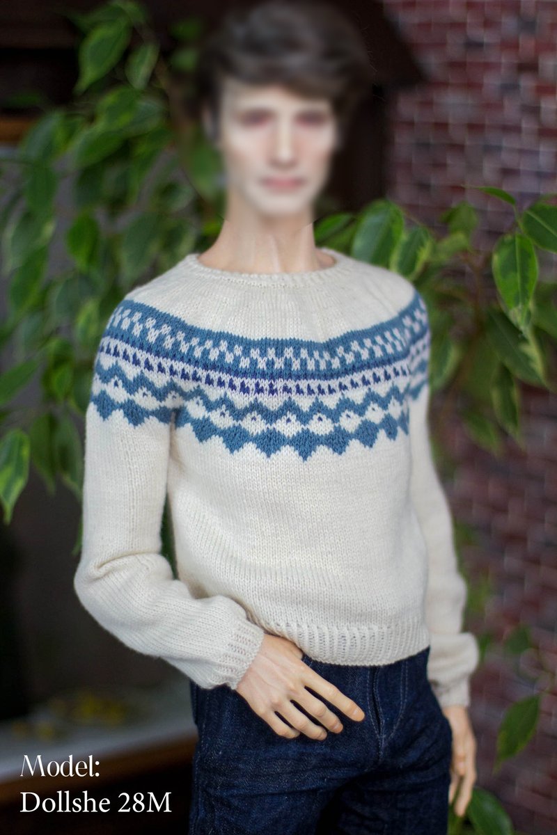 Bjd doll male hand-knitted sweater (Dollshe doll) 70cm, 70+ - Other - Thread White