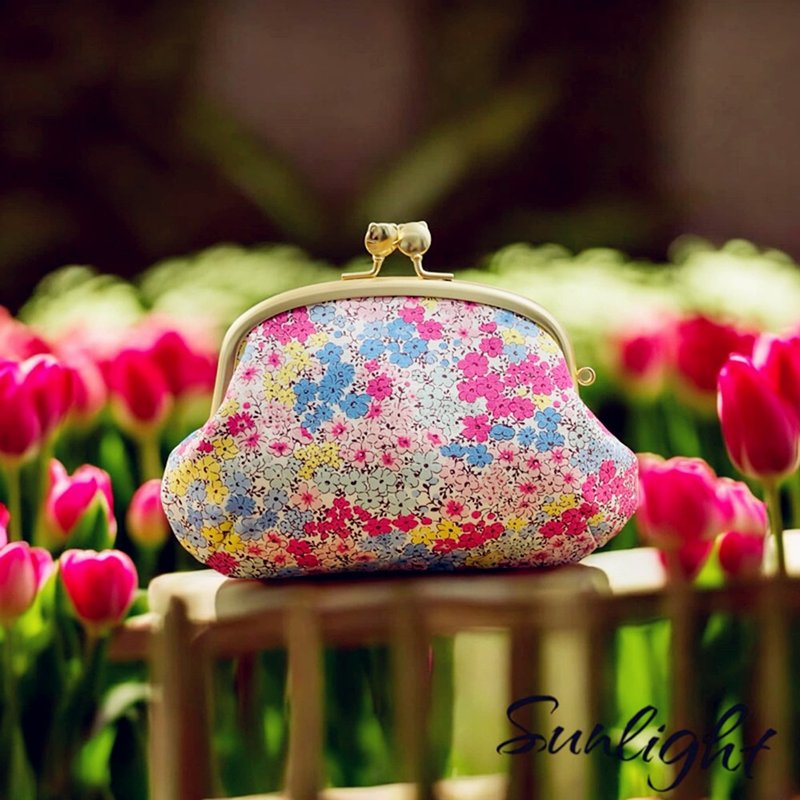 Sunshine Alley - handmade pink temperament garden gold bag coin purse can be customized cosmetic bag hand - กระเป๋าสตางค์ - ผ้าฝ้าย/ผ้าลินิน 