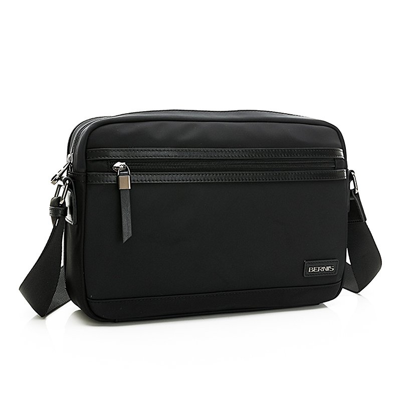 Side-back nylon series star black functional double-layer zipper bag-starry sky black | BERNIS - Messenger Bags & Sling Bags - Nylon Black