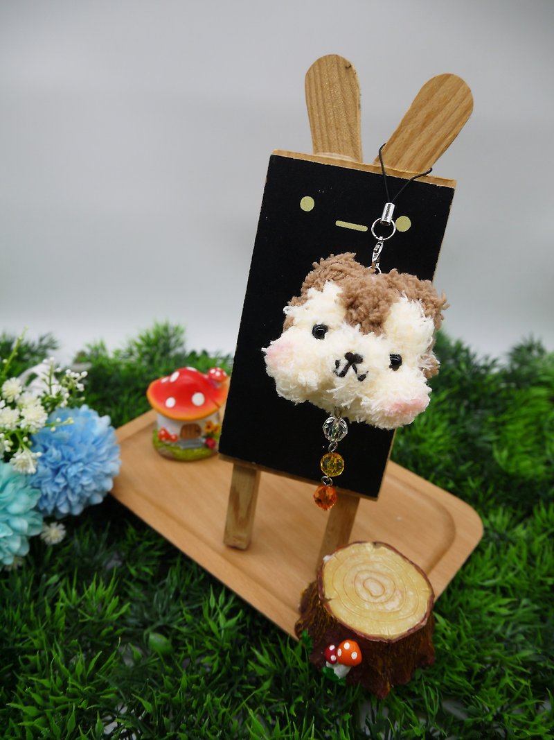 Knitted woolen soft and soft mobile phone charm can be changed to key ring charm-squirrel - พวงกุญแจ - วัสดุอื่นๆ สีนำ้ตาล