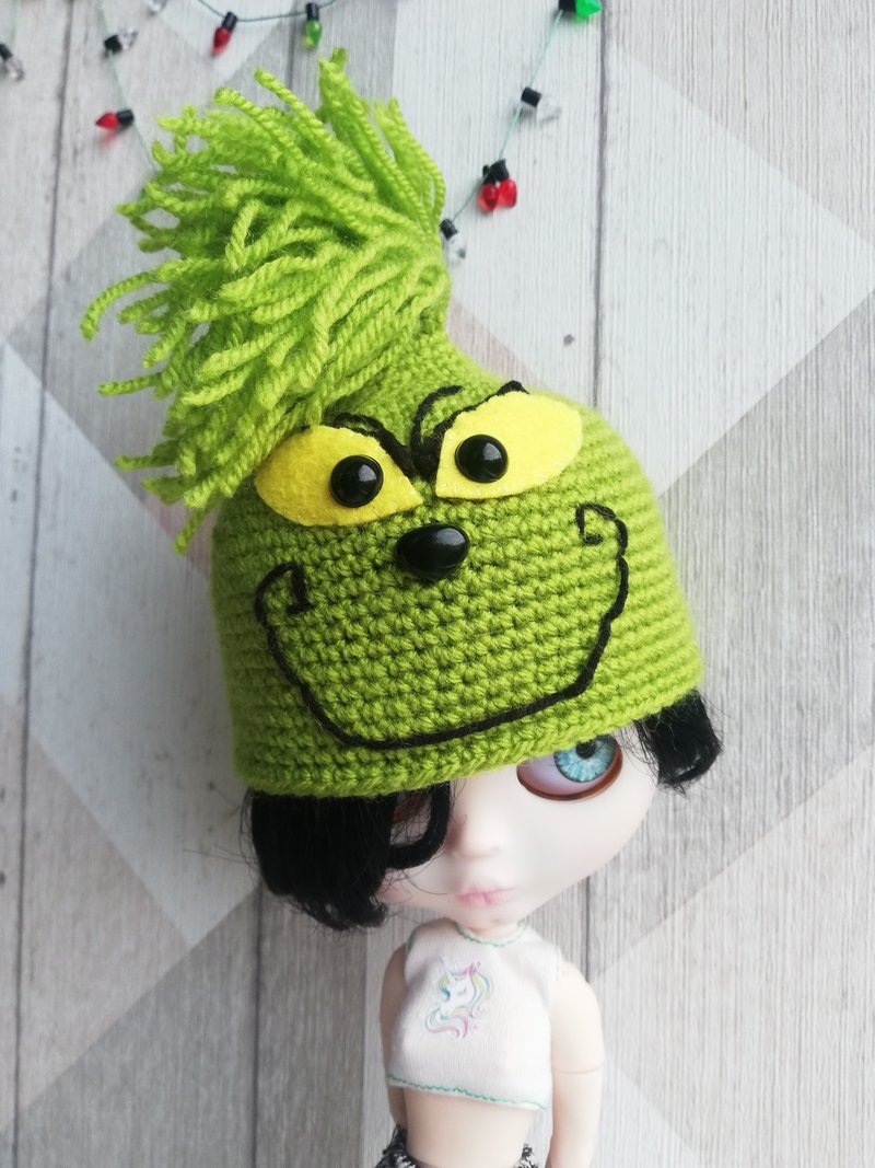Blythe doll Christmas hat Grinc - 公仔/玩偶 - 棉．麻 綠色