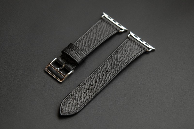 Watch band for Apple Watch custom made of Black Epsom Calf leather - Watchbands - Genuine Leather Black