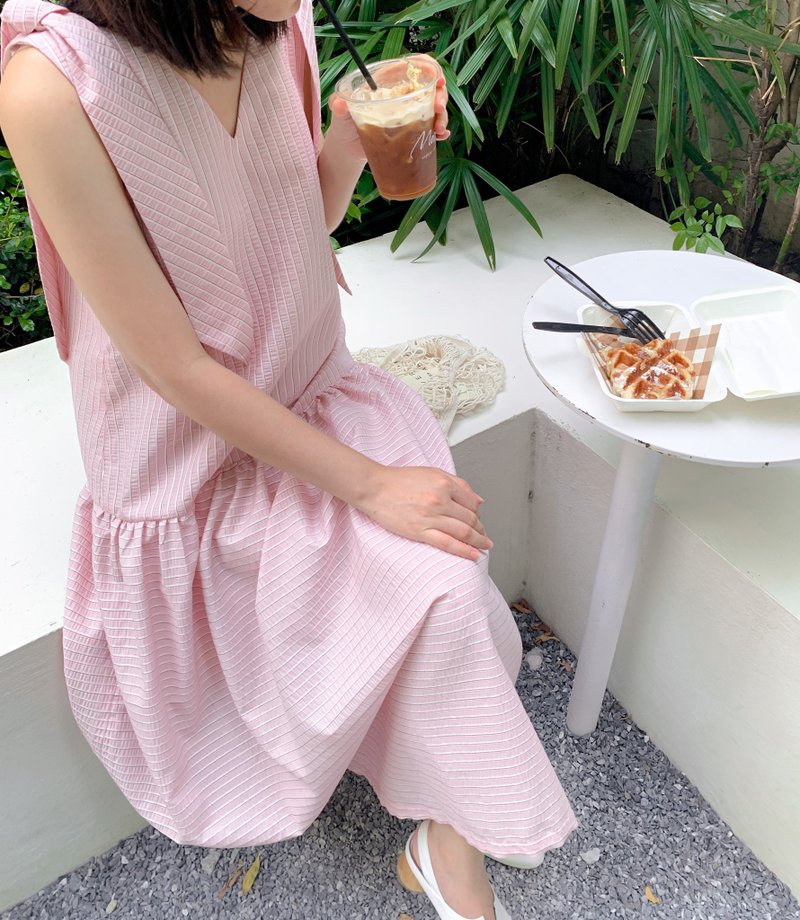BIRUCHU PUDDING DRESS : Pink Color - 洋裝/連身裙 - 棉．麻 粉紅色
