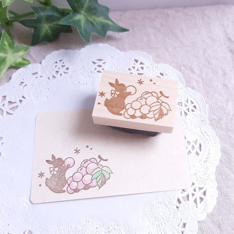 うさぎと葡萄　秋　はんこ - 印章/印台 - 橡膠 透明
