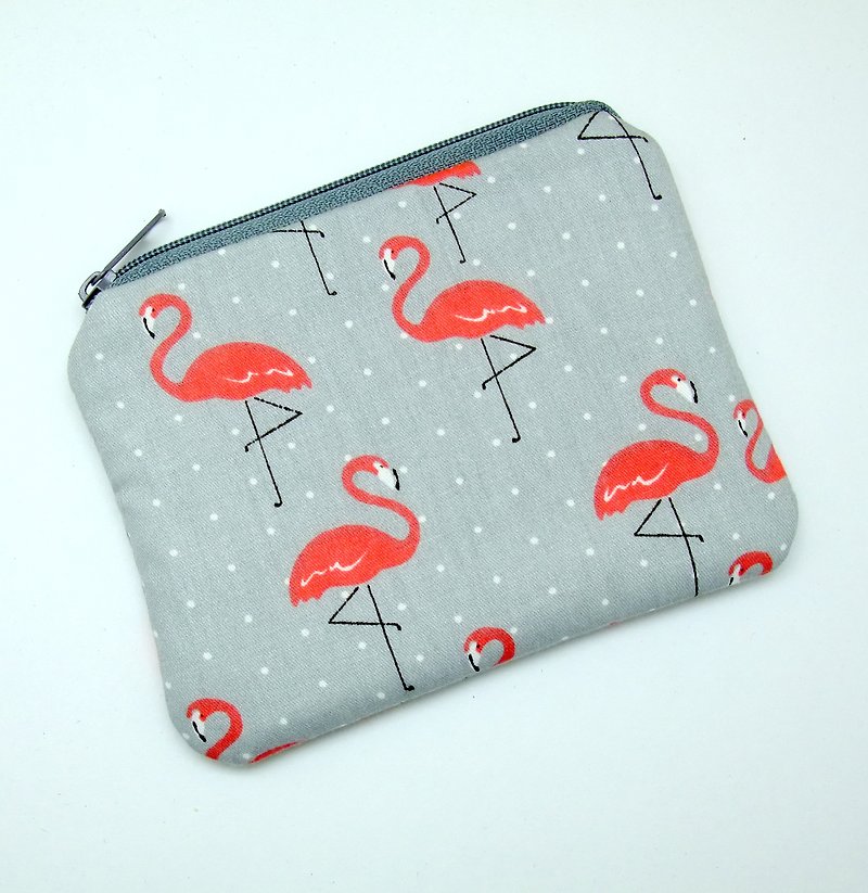Zipper pouch / coin purse (padded) (ZS-264) - กระเป๋าใส่เหรียญ - ผ้าฝ้าย/ผ้าลินิน สีเทา