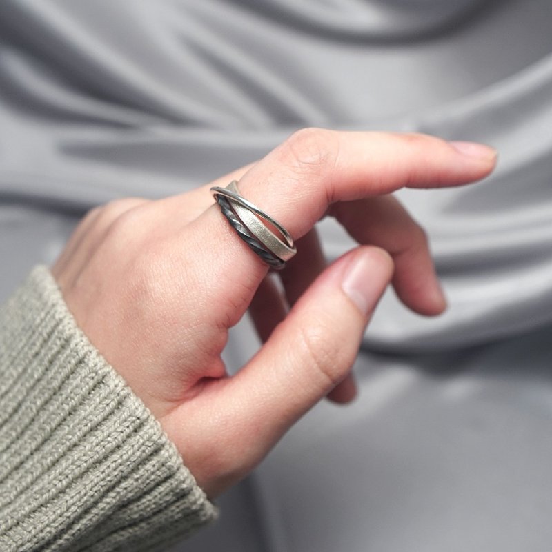 質感三環戒 細版女戒 925純銀女生戒指 - 戒指 - 純銀 銀色