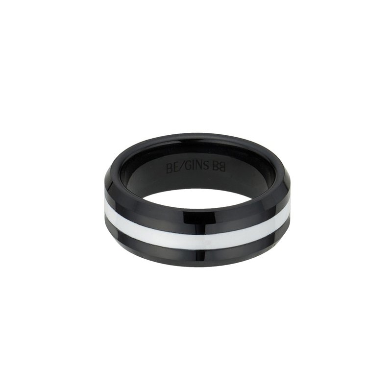 LA LIGNE BLACK WHITE CERAMIC RING - General Rings - Porcelain 