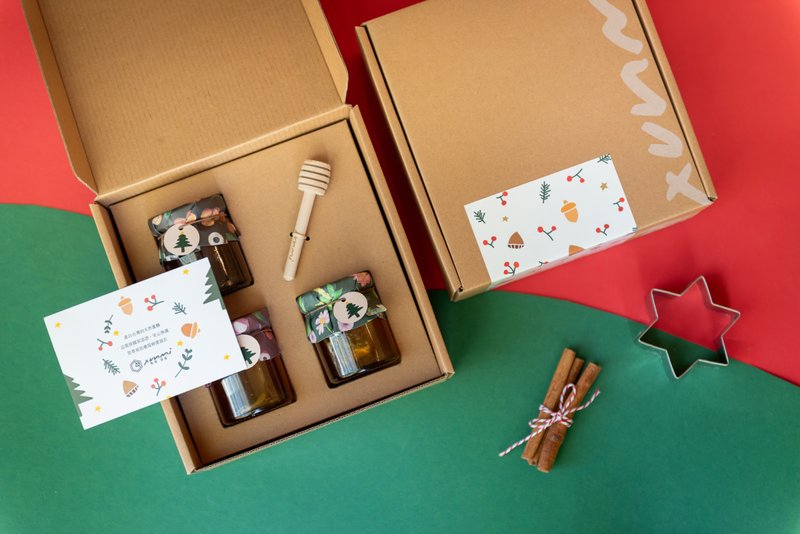 Three-in Honey Gift Box - Christmas - น้ำผึ้ง - กระดาษ หลากหลายสี