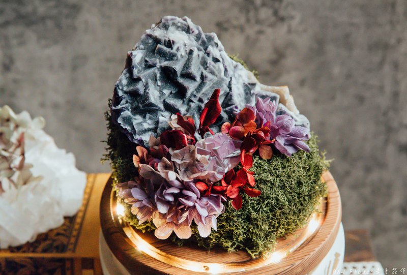 糖霜螢石/紫螢石/不凋花玻璃盅/永生花玻璃盅/永生花擺設/水晶 - 乾燥花/永生花 - 水晶 多色