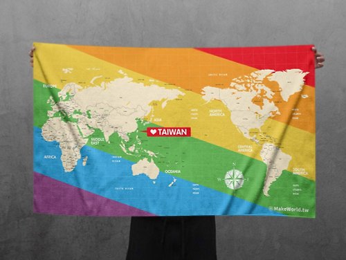 MakeWorld.tw 地圖製造 Make World 運動浴巾(彩虹-斜款)
