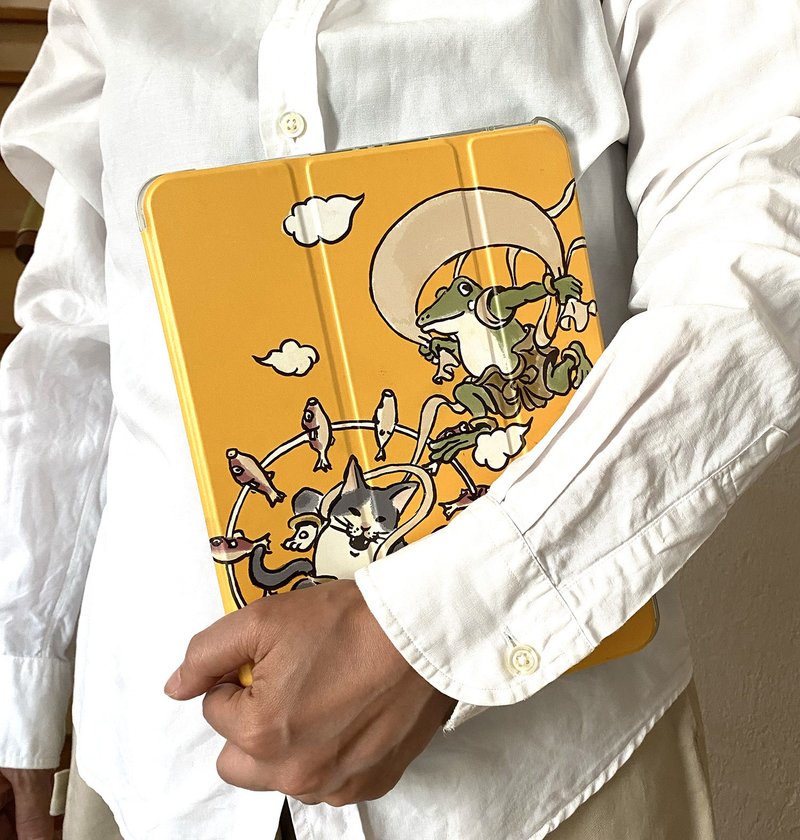 手帳型iPadケース　風神雷神　イエロー - 平板/電腦保護殼/保護貼 - 聚酯纖維 黃色