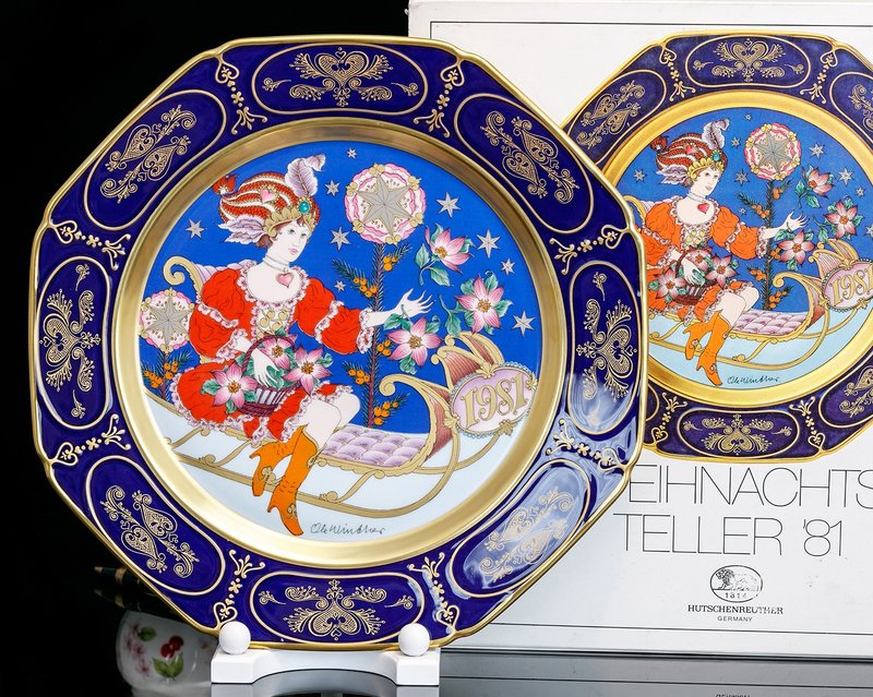 德國製Hutschenreuther獅牌1981冬日詩歌極盡奢華珍藏聖誕陶瓷盤 - 壁貼/牆壁裝飾 - 瓷 