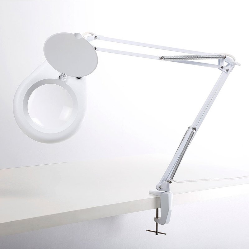 1.8x/3D/127mm 工作用薄型LED護眼檯燈放大鏡 自然光 桌夾式 E015 - 燈具/燈飾 - 玻璃 白色