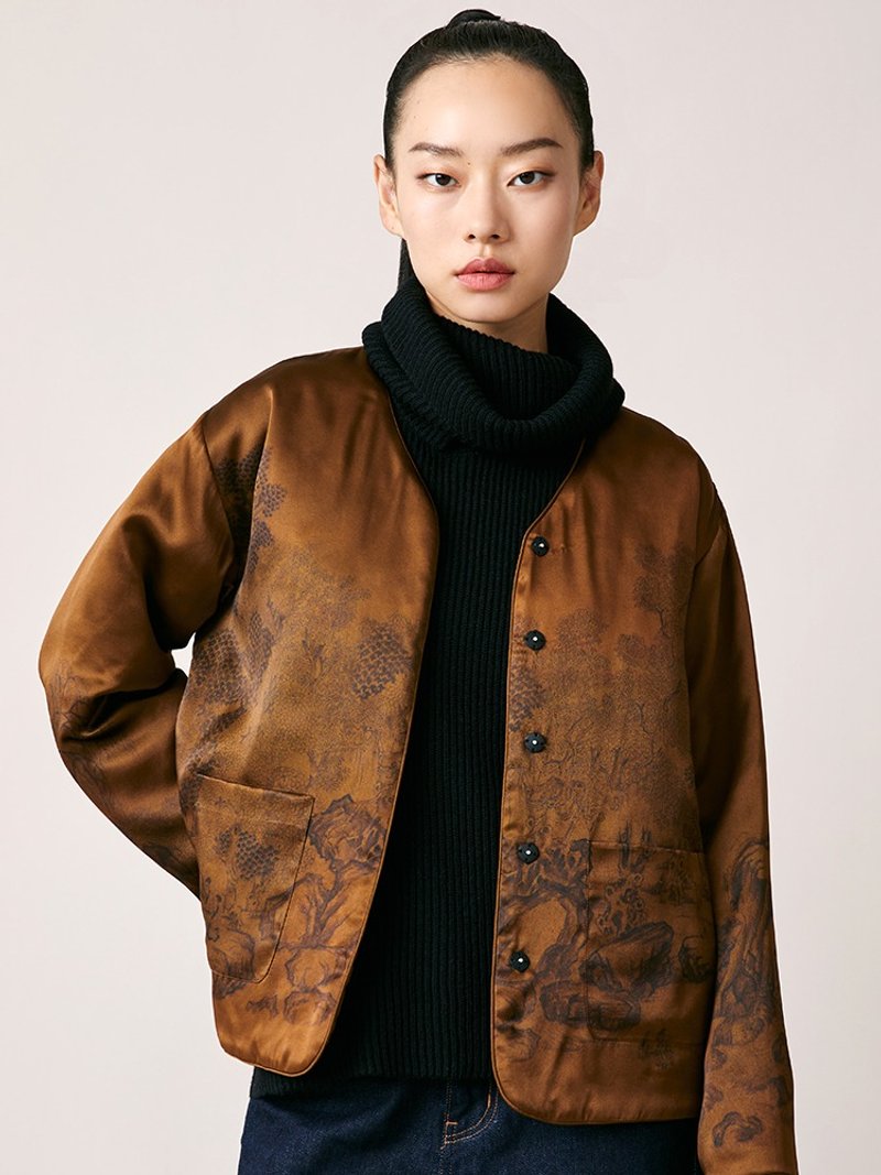 知遇/重磅真絲 新中式棉服 - 女大衣/外套 - 聚酯纖維 多色