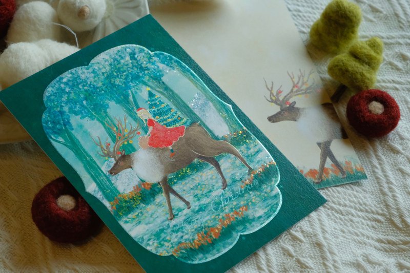 【Christmas Card】 Silver-Girl and Elk’s Christmas - การ์ด/โปสการ์ด - กระดาษ 