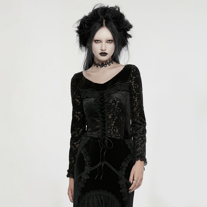 Pagan Forest Phantom Gorgeous Classic Top - เสื้อผู้หญิง - วัสดุอื่นๆ สีดำ