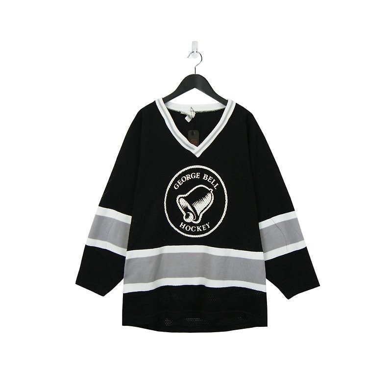 A‧PRANK :DOLLY :: Retro VINTAGE Black George Bell Hockey Jersey (T804026) - Men's T-Shirts & Tops - Cotton & Hemp Black