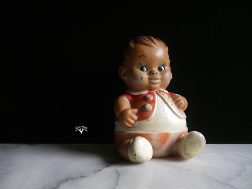 老時光OLD-TIME Vintage & Classic & Deco 【老時光 OLD-TIME】早期落款1968年台灣製稀有胖娃軟膠玩具