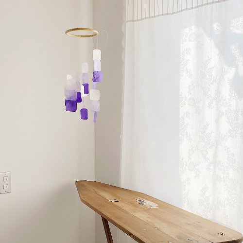 HO’ USE PRE-MADE | Italian Piano-Square-Violet | Shell Wind Chime Mobile | #0-402-VL