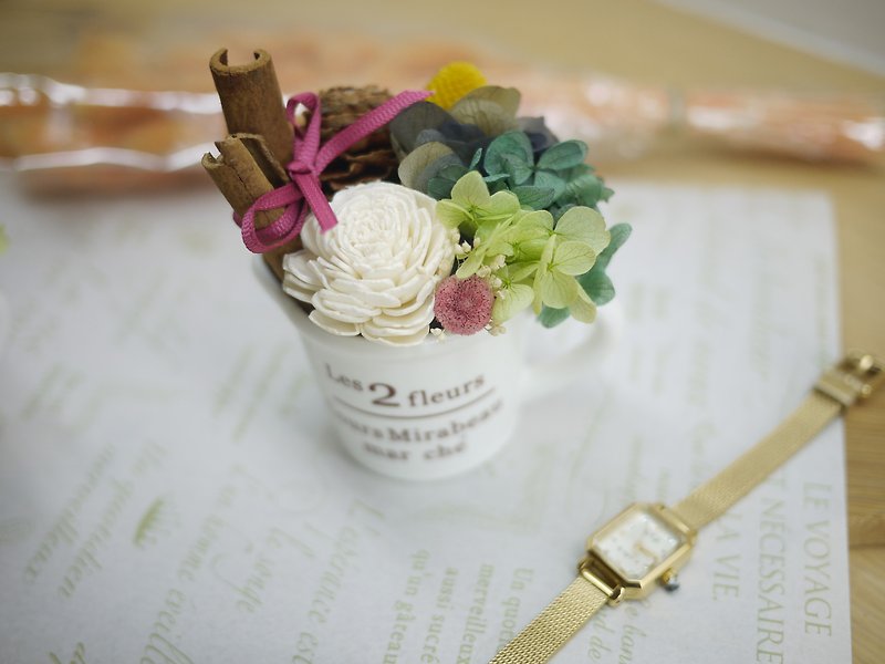 ♥ ♥ French daily flower cup milk flower gift / Valentine's Day / birthday gift / Day / Mother's Day - ของวางตกแต่ง - พืช/ดอกไม้ ขาว
