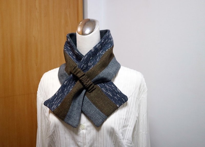 三色拼接可調式短圍巾.scarf 保暖圍脖  大人.小孩均適用.雙面雙 - 圍巾/披肩 - 其他材質 多色