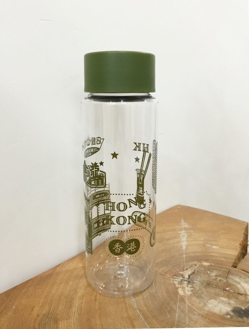 香港復古街景版 戶外水瓶 水壺 透明- 墨綠色 - 水壺/水瓶 - 塑膠 
