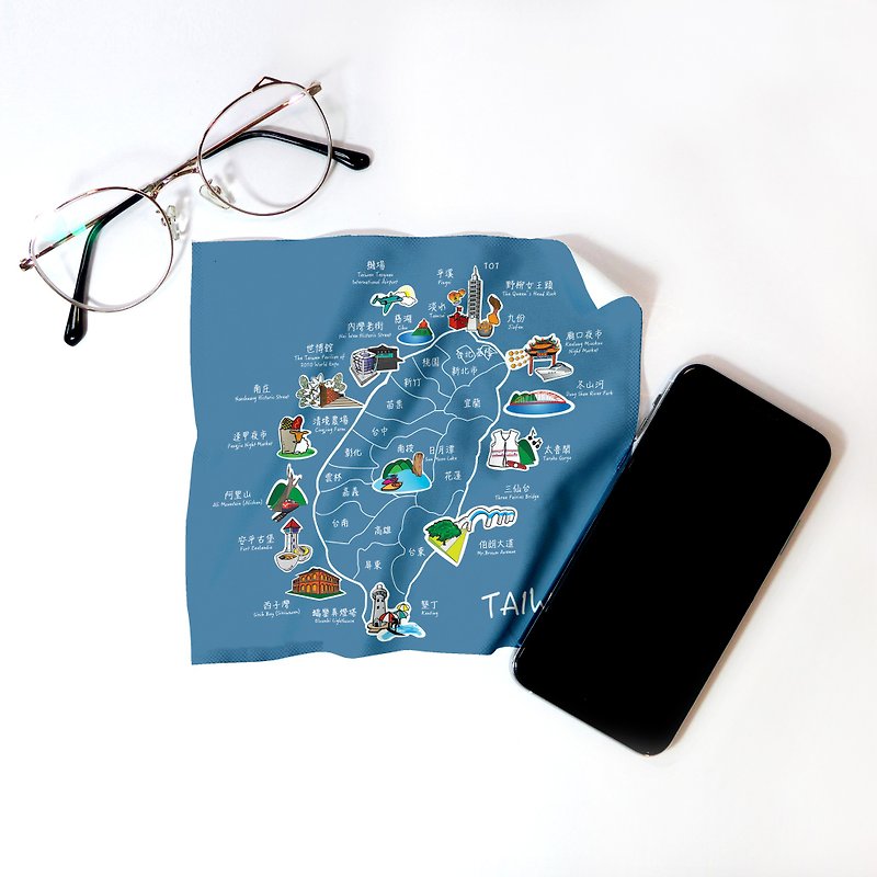 [Bu Yang] Printed universal cloth Taiwan attractions microfiber = mobile phone = tablet = laptop = Taiwan characteristics - Eyeglass Cases & Cleaning Cloths - Other Materials Blue